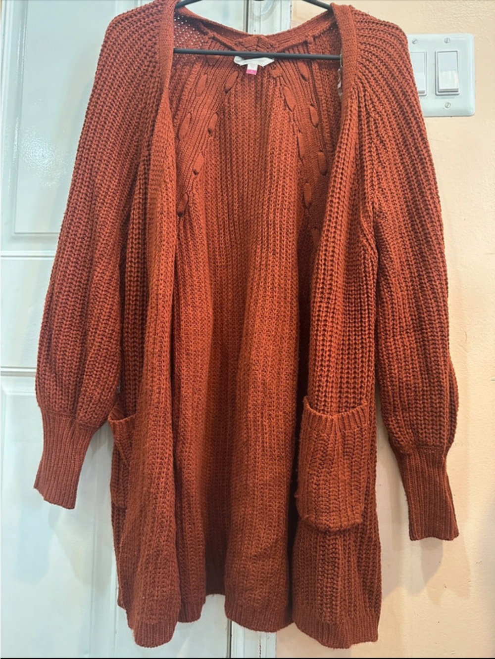 No Boundaries Open-Front Chunky Cardigan - Rust Orange
